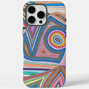 Coque iPhone 16 Pro Max Motif géométrique abstrait rayé vibrant
