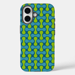 Coque Pour iPhone 16 Motif géométrique Abstrait rétro en bleu et vert