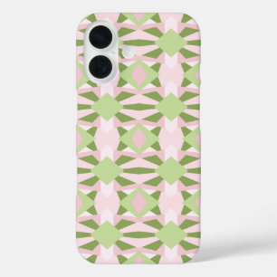 Coque Pour iPhone 16 Motif géométrique abstrait vert et rose pastel