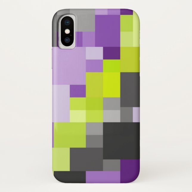 Coques Case-Mate iPhone Motif géométrique abstrait violet vert gris (Dos)
