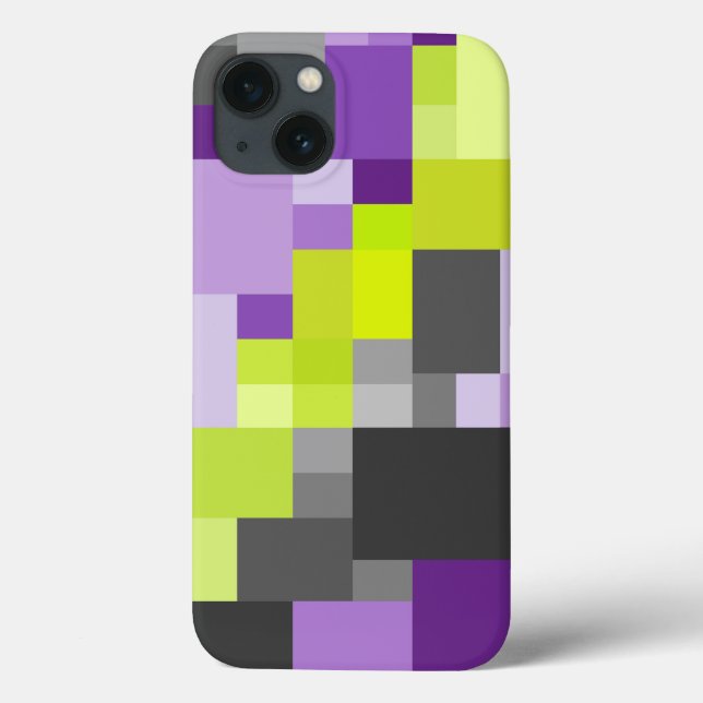 Coques Case-Mate iPhone Motif géométrique abstrait violet vert gris (Verso)
