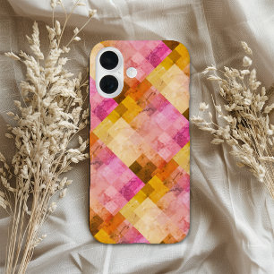 Coque Pour iPhone 16 Motif géométrique aquarelle rose