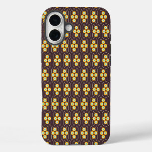 Coque Pour iPhone 16 Plus Motif géométrique avec hexagones orange et bleu