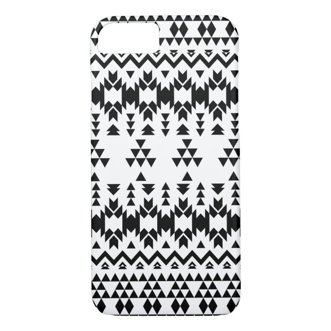 Coques Case-Mate iPhone Motif géométrique Aztec noir et blanc (Dos)