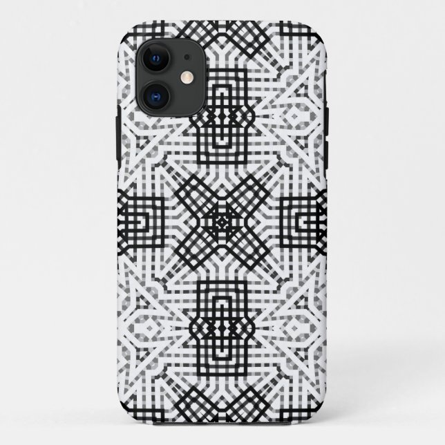 Coques Case-Mate iPhone Motif géométrique blanc et noir (Dos)