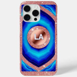 Coque Case-Mate iPhone Motif géométrique bleu Abstrait avec Rose Gold