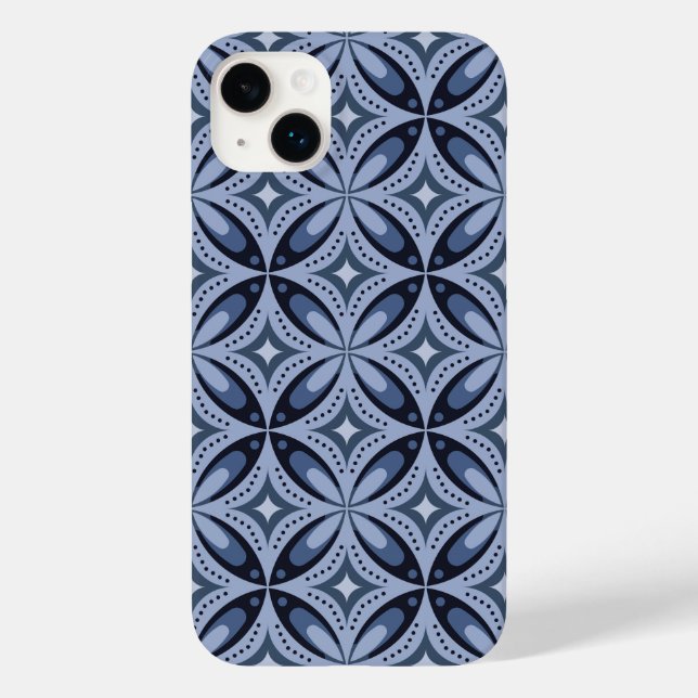 Coques Case-Mate iPhone Motif géométrique bleu de style rétro (Verso)