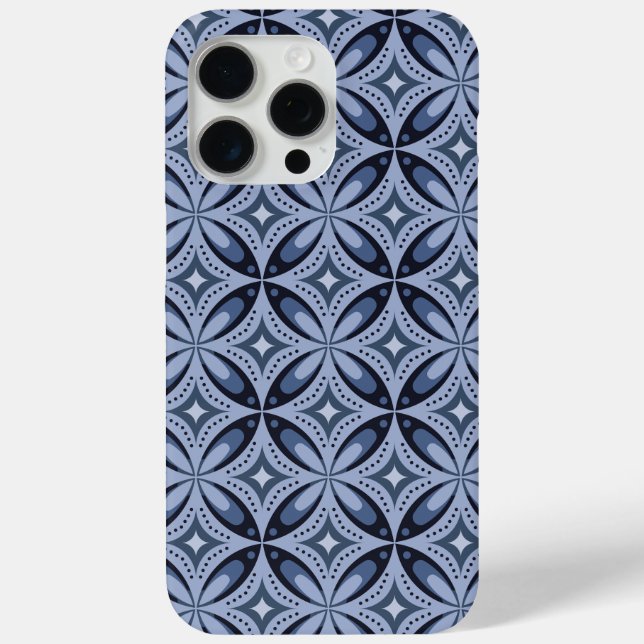 Coques Case-Mate iPhone Motif géométrique bleu de style rétro (Verso)