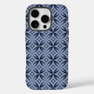 Coque iPhone 16 Pro Motif géométrique bleu de style rétro