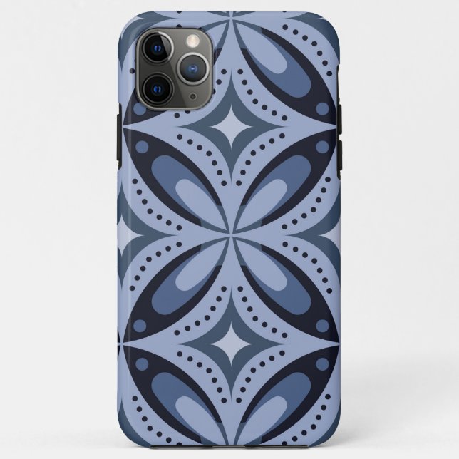 Coques Case-Mate iPhone Motif géométrique bleu de style rétro (Dos)