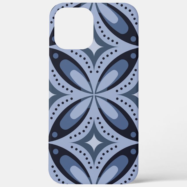 Coques Case-Mate iPhone Motif géométrique bleu de style rétro (Verso)