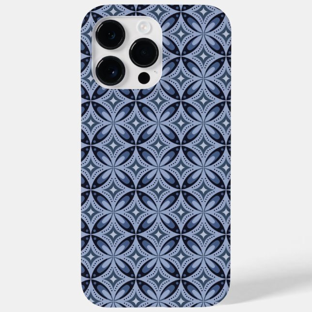 Coques Case-Mate iPhone Motif géométrique bleu de style rétro (Verso)
