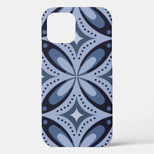 Coques Case-Mate iPhone Motif géométrique bleu de style rétro (Verso)