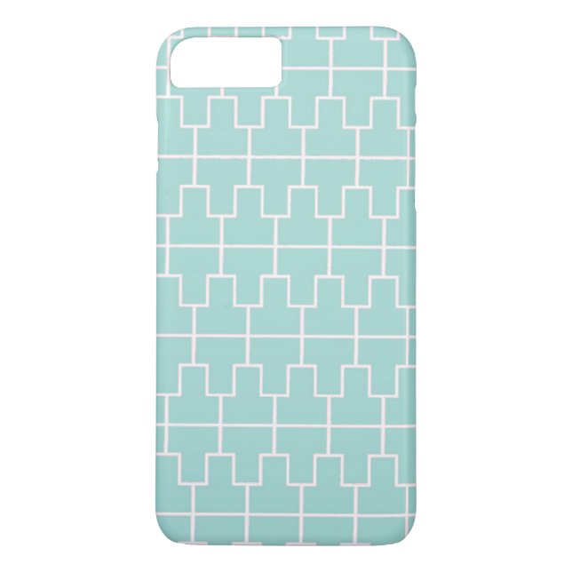 Coques Case-Mate iPhone Motif géométrique bleu et blanc (Dos)