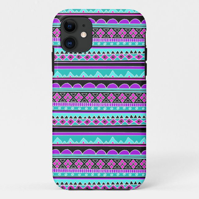 Coques Case-Mate iPhone Motif géométrique bleu et pourpre électrique (Dos)