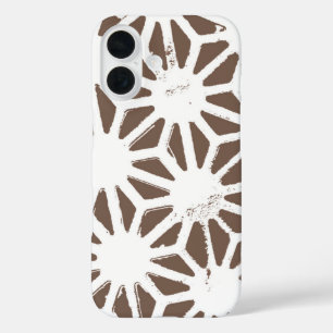 Coque Pour iPhone 16 motif géométrique Brown et blanc