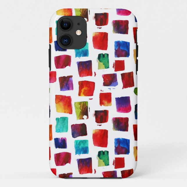 Coques Case-Mate iPhone motif géométrique carré d'aquarelle Abstrait (Dos)