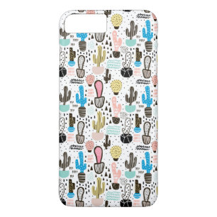 Coque iPhone 8 Plus/7 Plus Motif géométrique de cactus moderne
