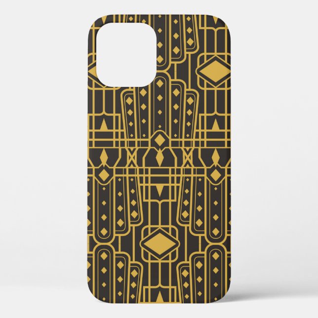 Coques Case-Mate iPhone Motif géométrique de luxe Art Déco. Or (Verso)