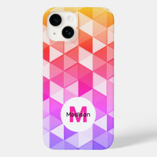 Coque Case-Mate iPhone Motif géométrique de triangle coloré Monogramme