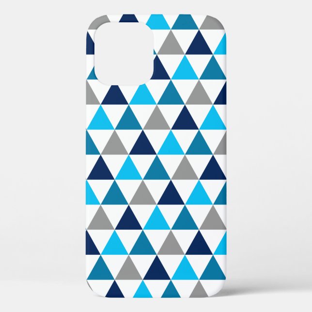 Coques Case-Mate iPhone Motif géométrique de triangles gris bleu moderne (Verso)