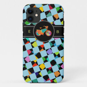 Coque iPhone 11 motif géométrique de vélo coloré
