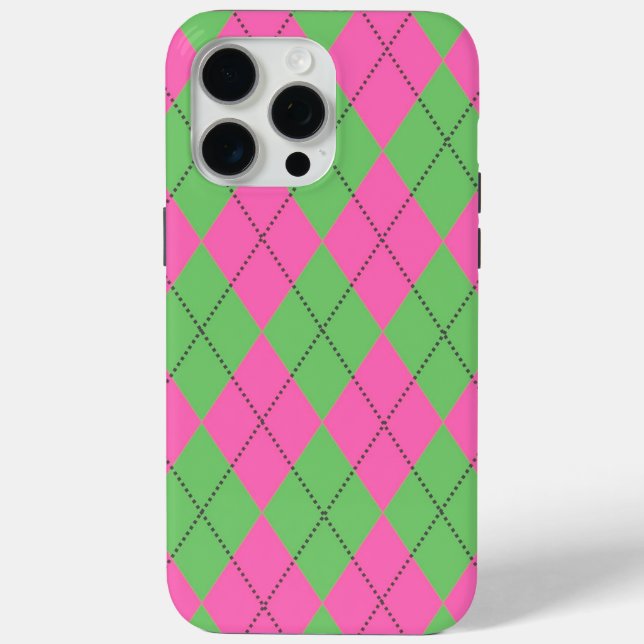 Coques Case-Mate iPhone Motif géométrique diagonale rose néon (Verso)