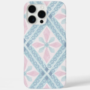 Coque iPhone 16 Pro Max Motif Géométrique Diamant Bleu