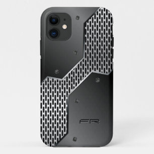 Coque iPhone 11 Motif géométrique d'impression en métal gris.
