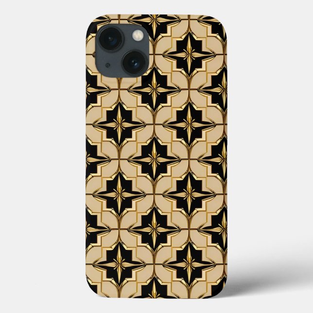 Coques Case-Mate iPhone Motif Géométrique Élégant Or et Noir (Verso)