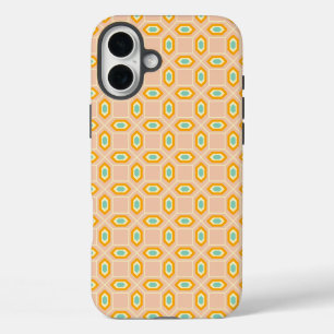 Coque Pour iPhone 16 Plus Motif géométrique en forme de diamant bleu et oran