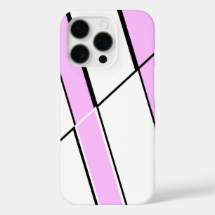Coque iPhone 16 Pro Motif géométrique en rose et blanc