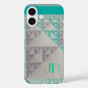 Coque Pour iPhone 16 Motif géométrique et monogramme personnalisé