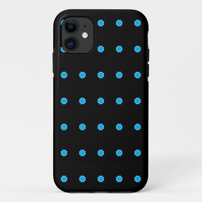 Coques Case-Mate iPhone motif géométrique étoile bleue 8 côtés (Dos)