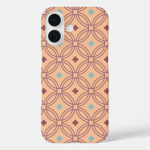 Coque Pour iPhone 16 Motif géométrique interversible rose et bleu rétro