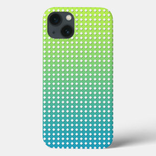 Etui iPhone 13 Motif géométrique jaune turquoise en diamants