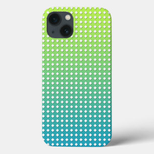 iPhone 13 Coque Motif géométrique jaune turquoise en diamants