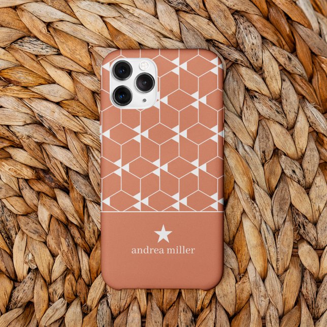 Coques Case-Mate iPhone Motif géométrique moderne avec étoile Monogram (Créateur téléchargé)