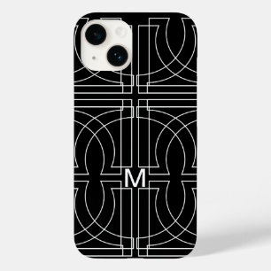 Coque Case-Mate iPhone Motif géométrique moderne noir blanc Monogramme