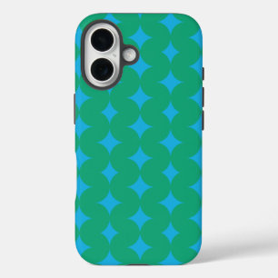 Coque Pour iPhone 16 Motif géométrique moyen siècle - Vert et Bleu