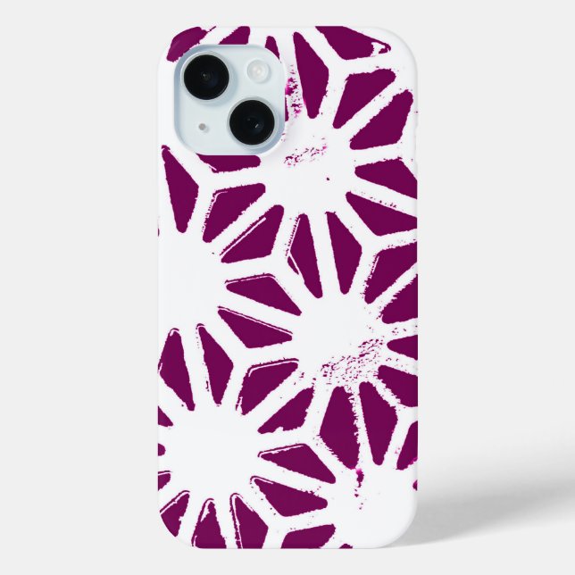 Coques Case-Mate iPhone Motif géométrique mûre et blanc (Verso)