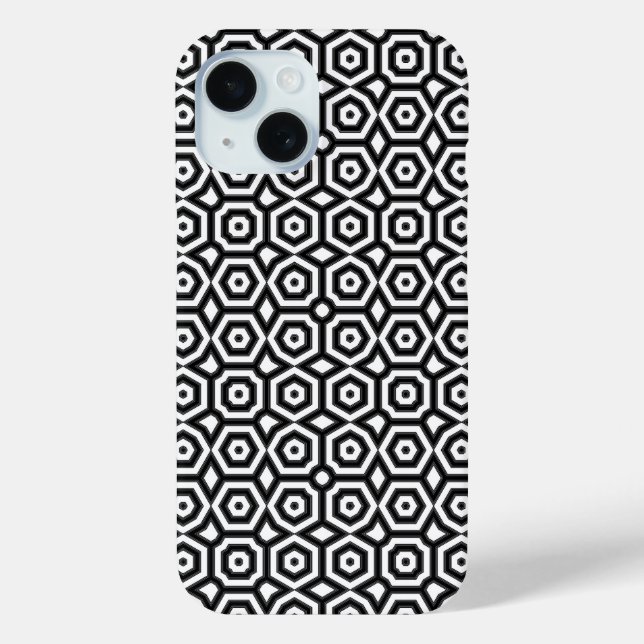 Coques Case-Mate iPhone Motif géométrique noir et blanc (Verso)