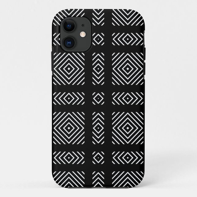 Coques Case-Mate iPhone Motif géométrique noir et blanc Ama (Dos)