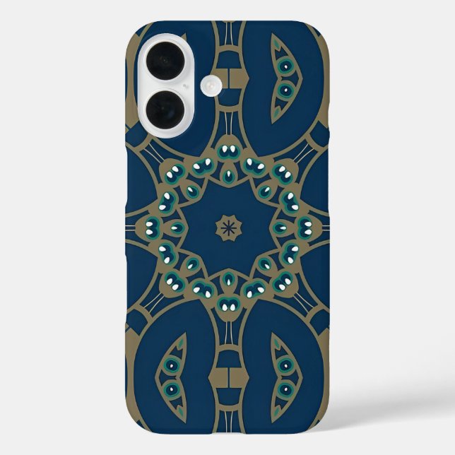Coques Case-Mate iPhone Motif géométrique octogonal bleu marine et or (Verso)