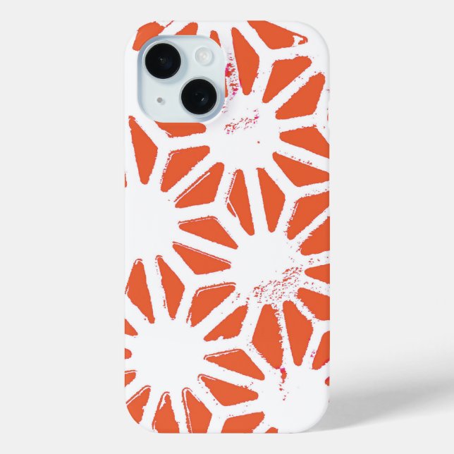 Coques Case-Mate iPhone Motif géométrique orange et blanc (Verso)