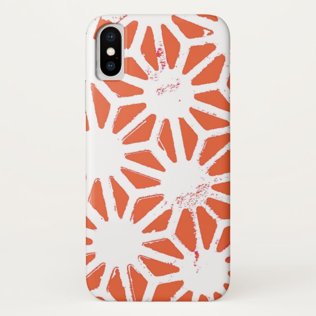 Coques Case-Mate iPhone Motif géométrique orange et blanc (Dos)