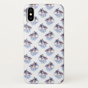 Coque iPhone X Motif géométrique pourpre de palmier d'aquarelle