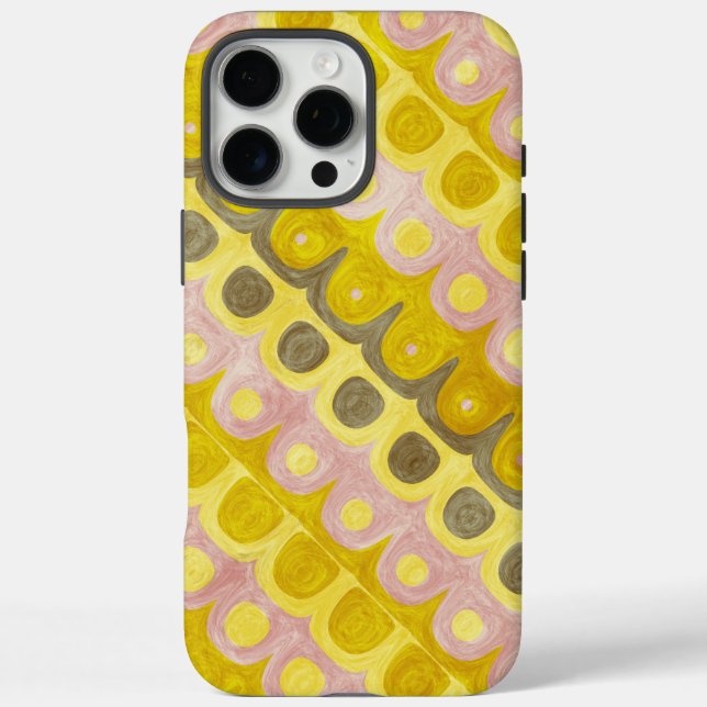 Coques Case-Mate iPhone Motif géométrique rétro en jaune et rose (Verso)