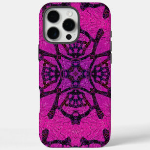 Coque iPhone 16 Pro Max Motif géométrique rose et violet intense