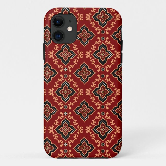 Coques Case-Mate iPhone Motif géométrique rouge / Impression indienne (Dos)